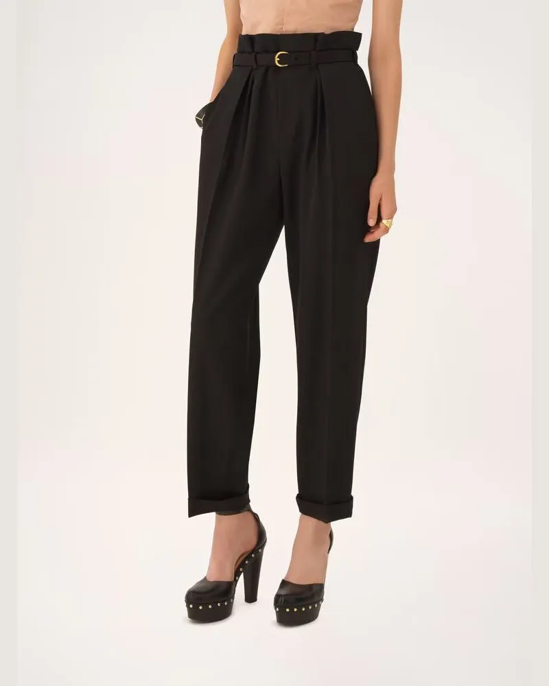 Chloé High-Waist Pleated Trousers — Black Black