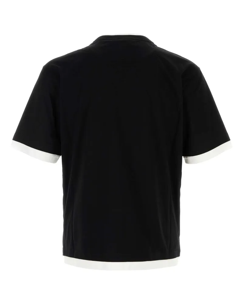 Prada Men's Black Cotton T-Shirt Nero+bianco Exterior Exterior: T-shirts And Polos Black