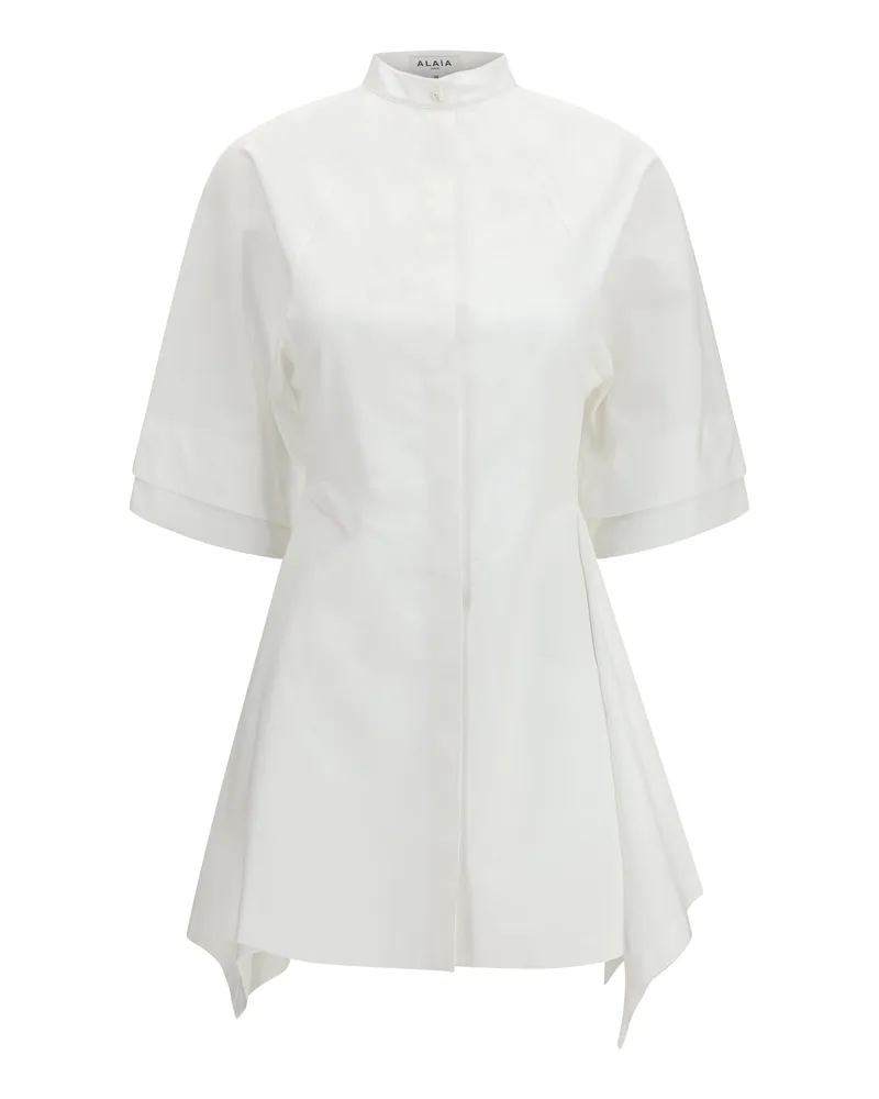 Alaïa Panelled Poplin Dress — White White