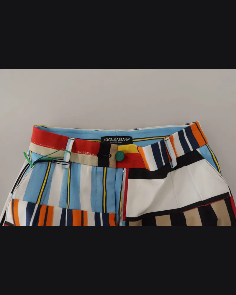 Dolce & Gabbana Women's Multicolor Striped High Waist Cotton Pants Multicolor