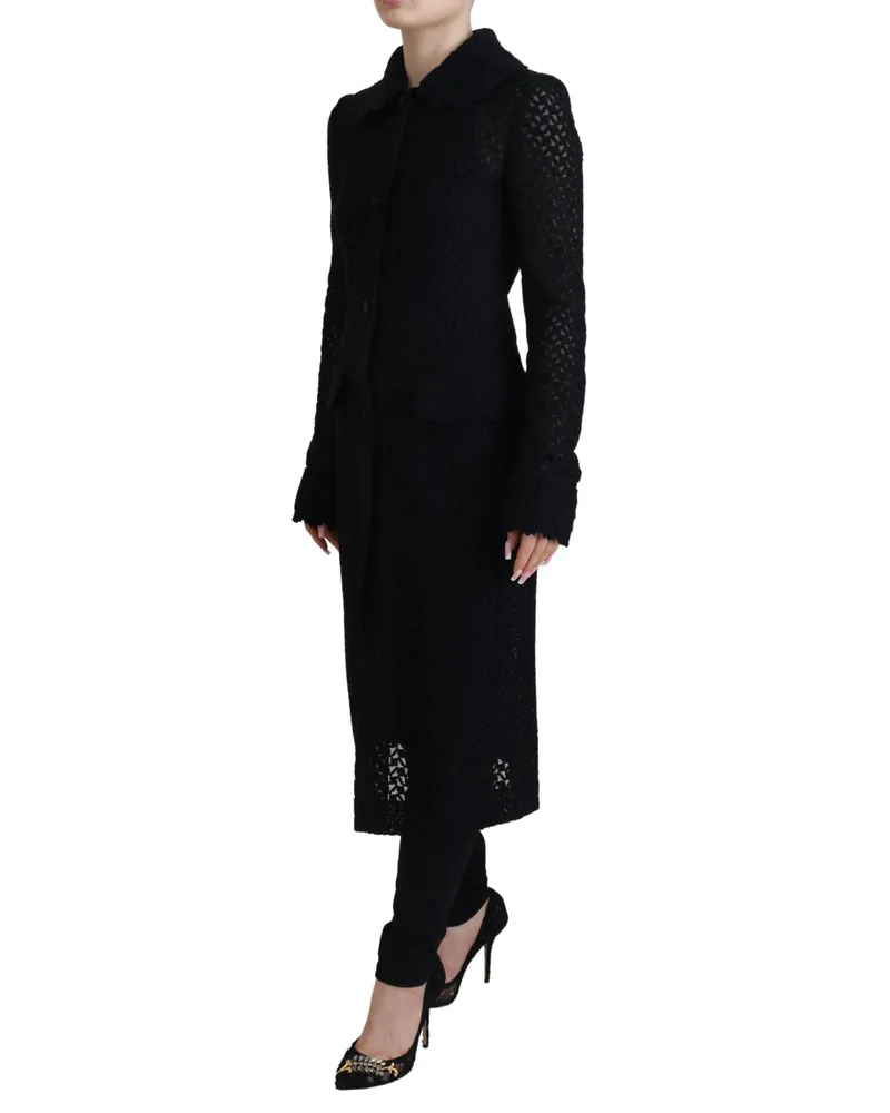 Dolce & Gabbana Women Black Button Down Long Blazer Cotton Jacket Clothing Black