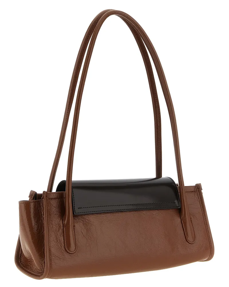 Marni Trunkette Calfskin Leather Shoulder Bag — Brown Brown