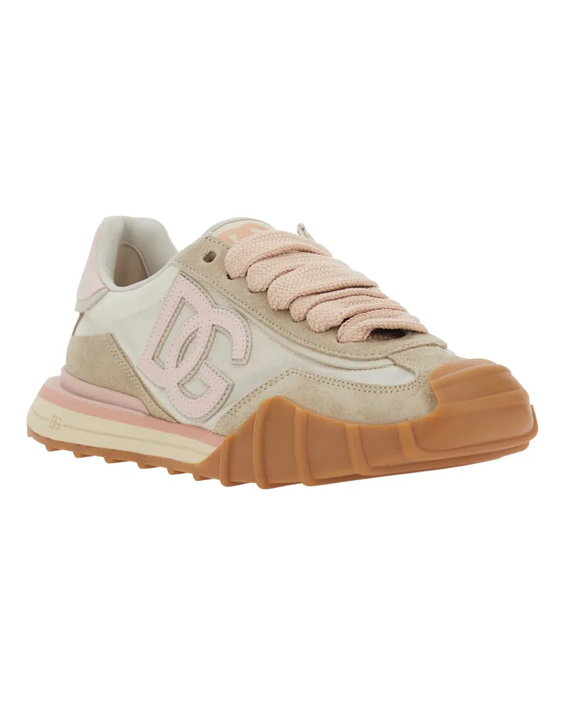 Dolce & Gabbana Women's Low Top Sneaker Pink Suede Polyamide Trainers Pink