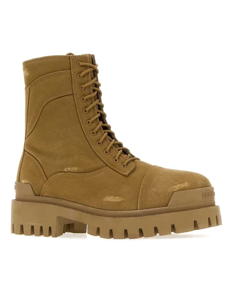 Balenciaga Men's Camel Combat Strike Ankle Boots Brown Noce Stivali Brown
