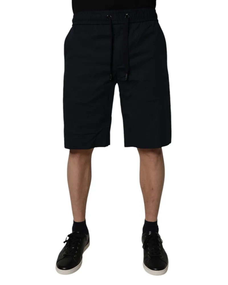 Dolce & Gabbana Black Cotton Sweatshorts Men Bermuda Shorts Elastane Black