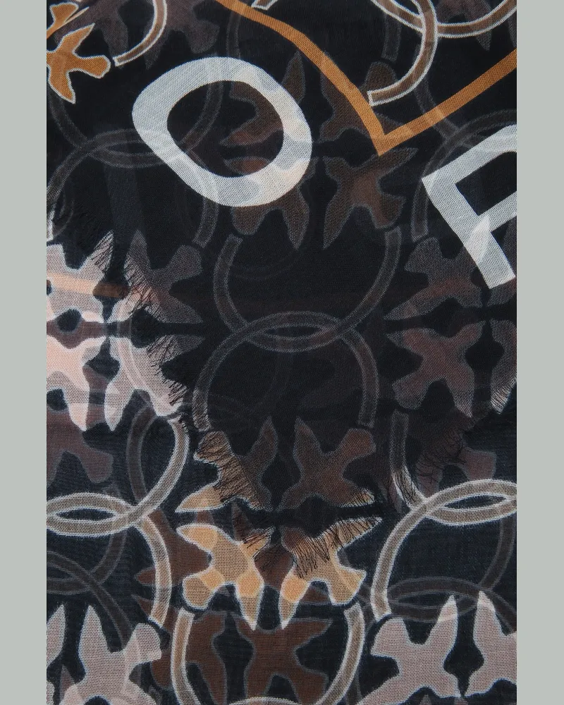 Pinko Women's Mambo Foulard Modal Logo Az5 Sciarpe E Scarfs Black