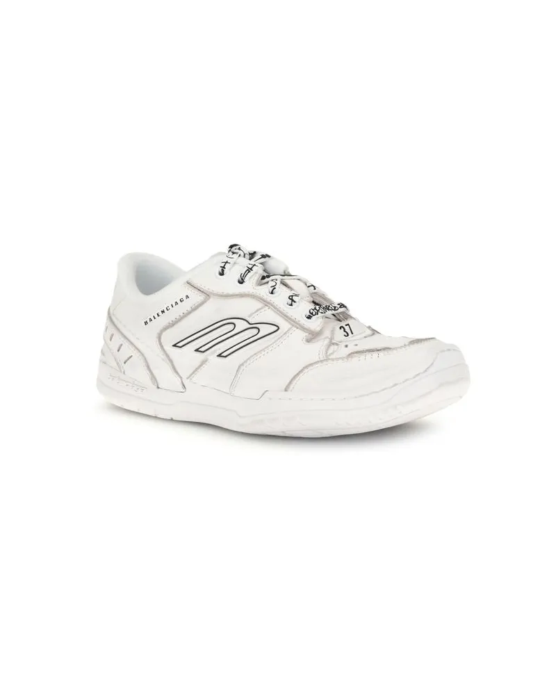 Balenciaga Women's White Calf Leather Bos Taurus Athletic Sneakers White