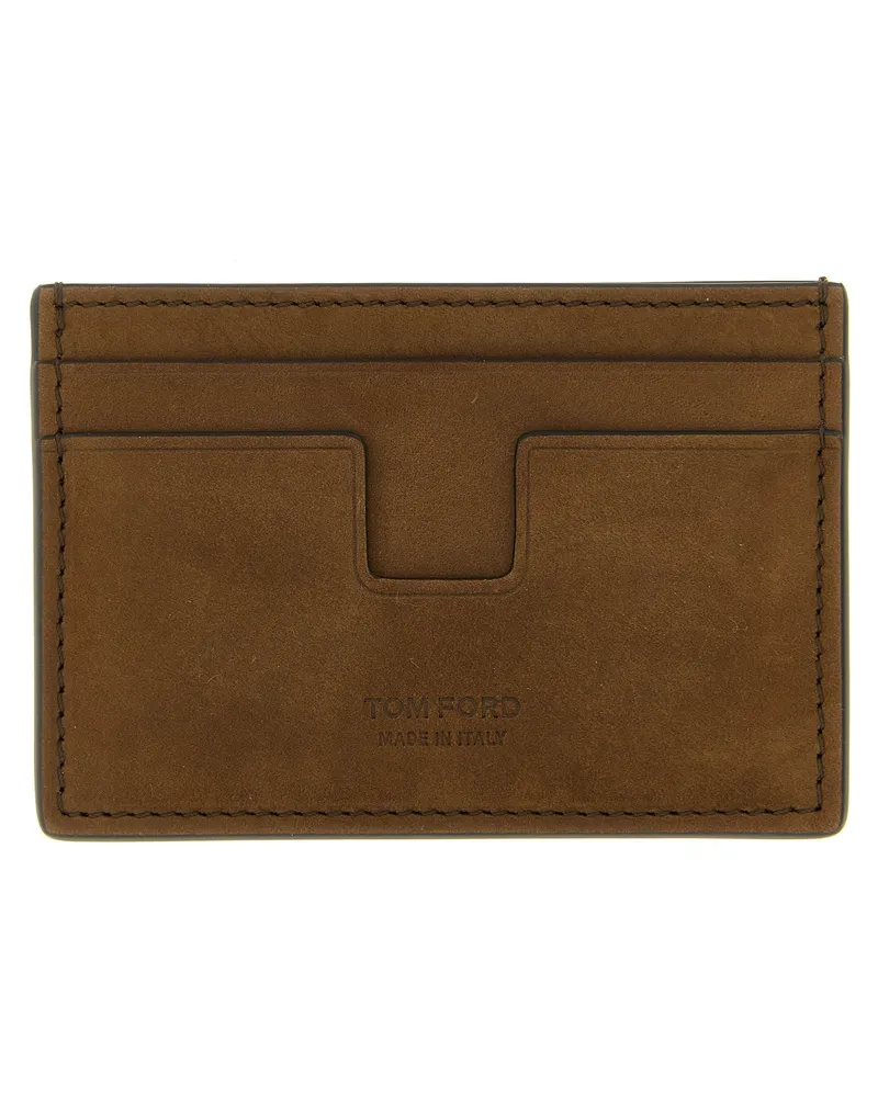Tom Ford Men's Brown Calfskin Cardholder Accessory Brown