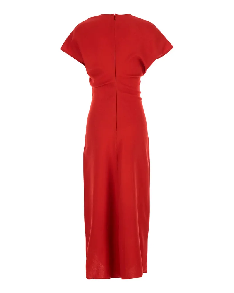 Totême Wool Crew Neck Dress — Red Red