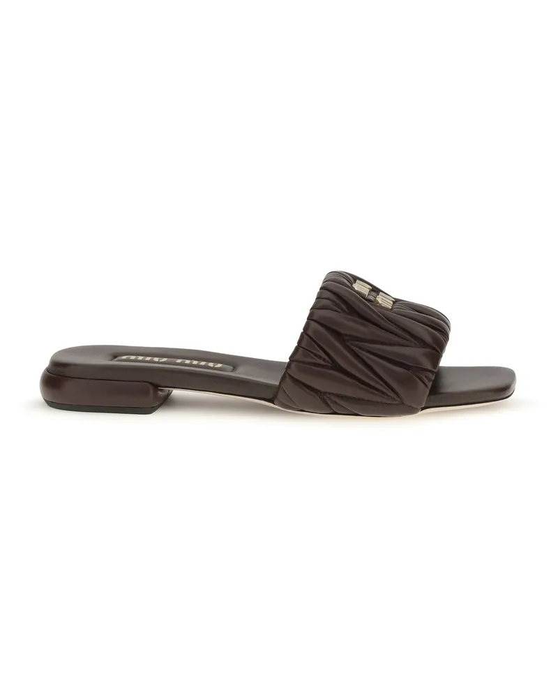 Miu Miu Women's Sandals Matelassé Nappa Leather Radica Calf Brown