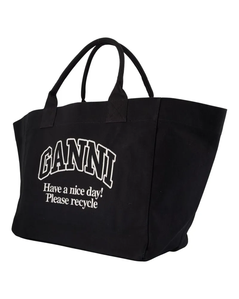 Ganni XL Pocket Shopper Tote Bag — Black Black