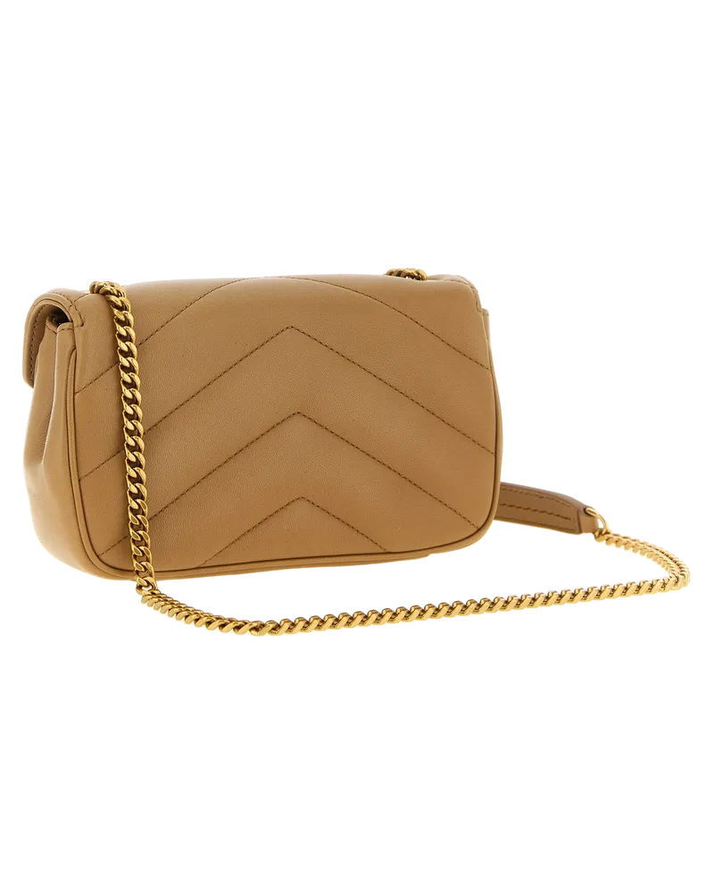Saint Laurent Lambskin Leather Crossbody Bag — Beige Beige