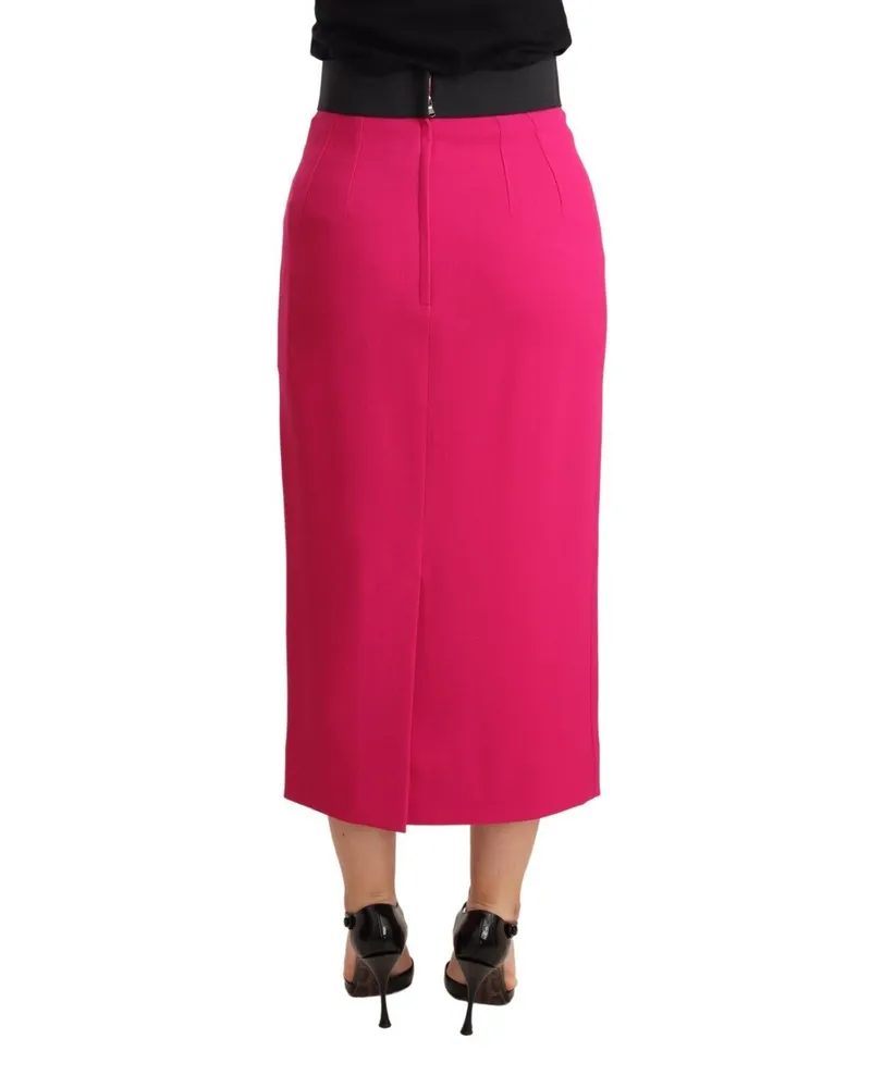 Dolce & Gabbana Women's Pink High Waist Stretch Pencil Straight Skirt Rayon Acetate Elastane Pink