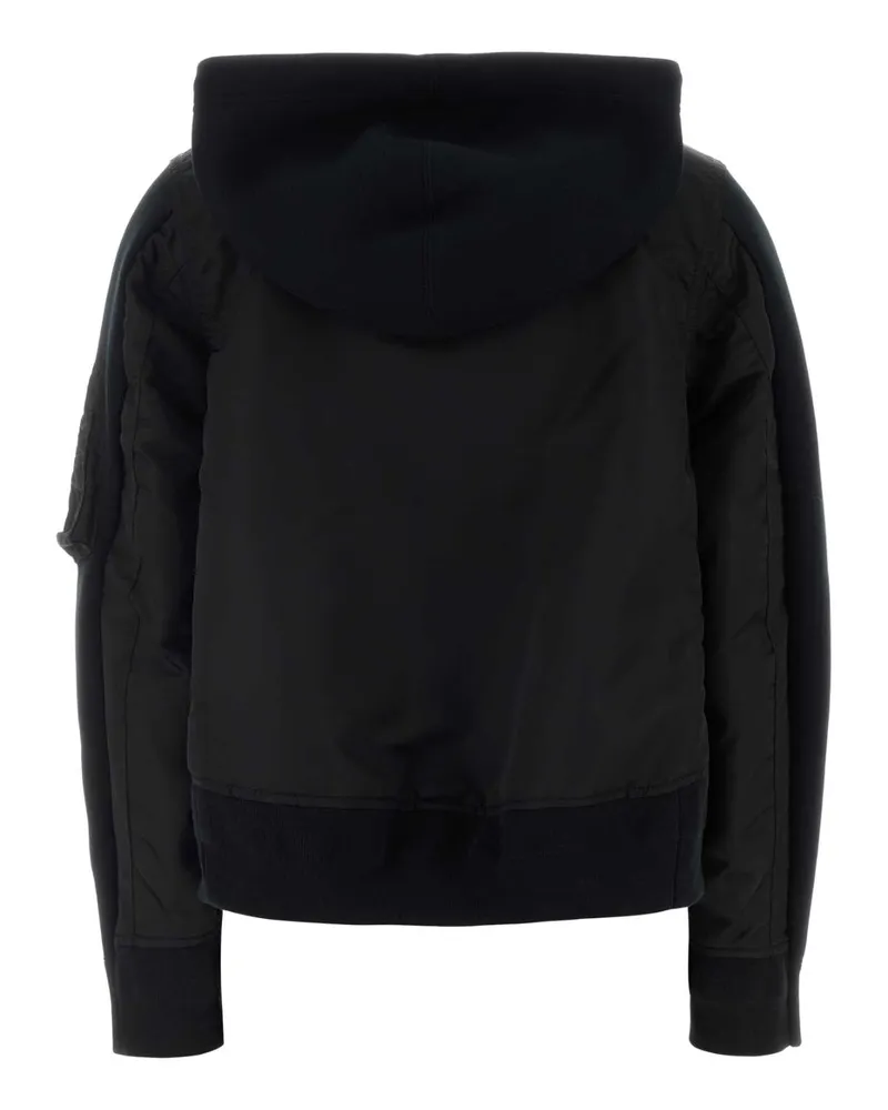 Sacai Women's Black Cotton Blend And Nylon Sweatshirt Felpe Sweater Black