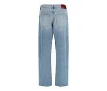 Women's Blue Cotton Straight-Leg Jeans Clothing