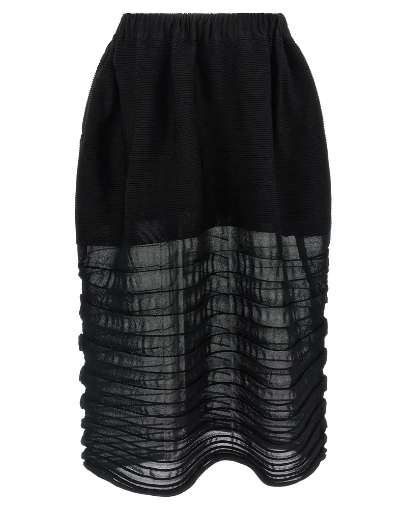 Issey Miyake Women's Black Polyester Midi Skirt Black