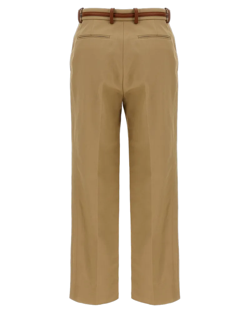 Gucci Women's Beige Cotton Casual Pants Beige