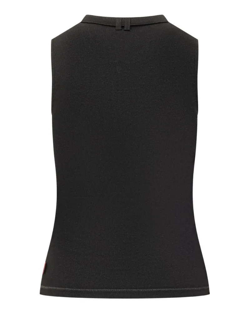Diesel Ribbed Knit Tie Detail Tank Top — Black Black