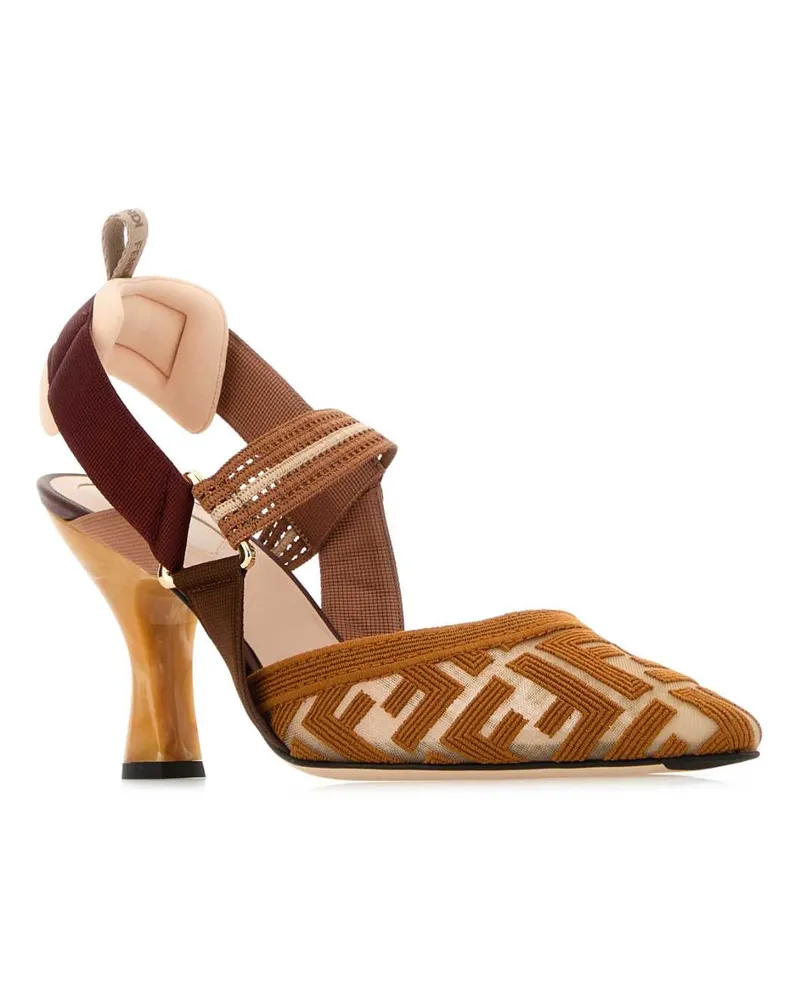 Fendi Women's Multicolor Mesh Colibrã¬ Pumps Nudo Rhum Scarpe Con Tacco Tan