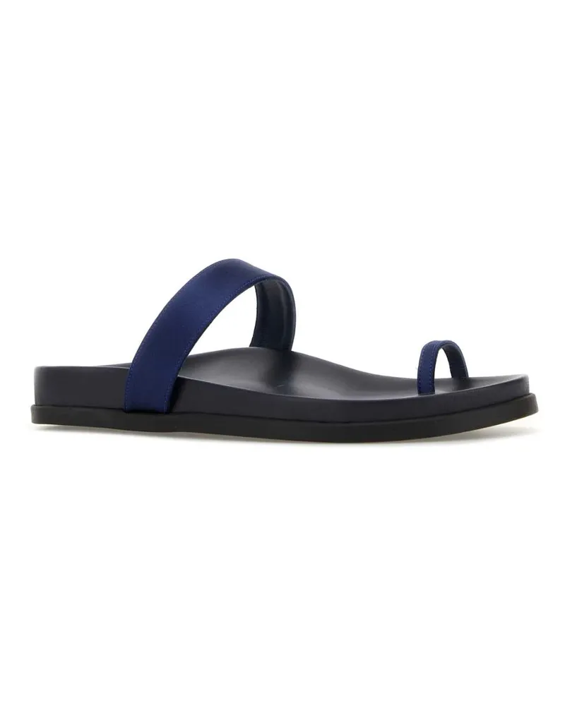 Ancient Greek Sandals Women's Dark Blue Satin Thalia Thong Slippers Navy Flat Shoes Navy