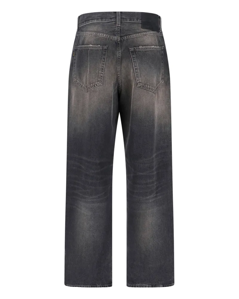 Haikure Men's Jeans Black Cotton - Calf Leather Black