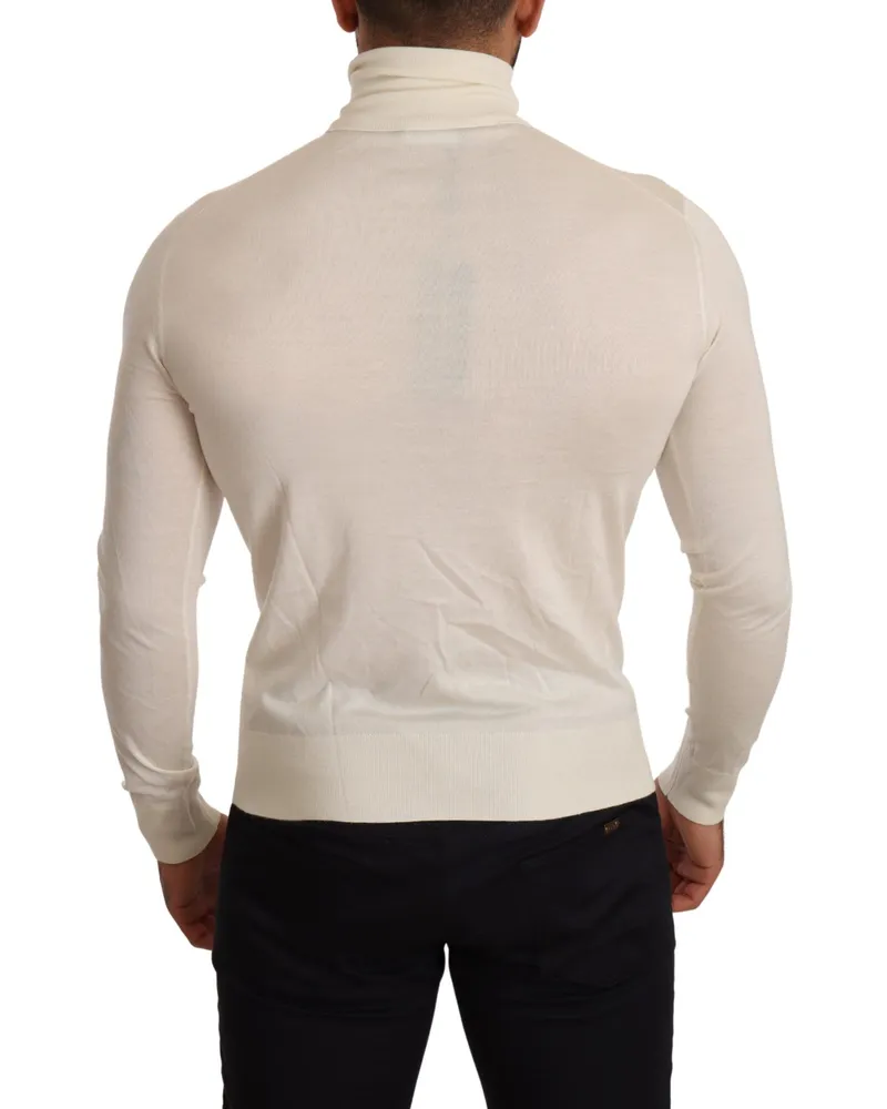 Dolce & Gabbana Men Cashmere Turtleneck Cream Silk Cream