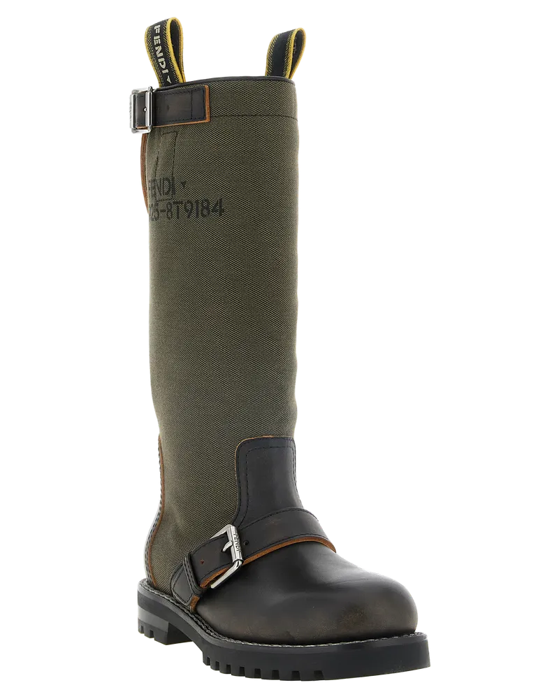 Fendi Bicolor Calfskin Boot — Green Green