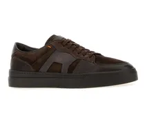 Men's Brown Leather And Suede Dbs-Sport Sneakers Moro