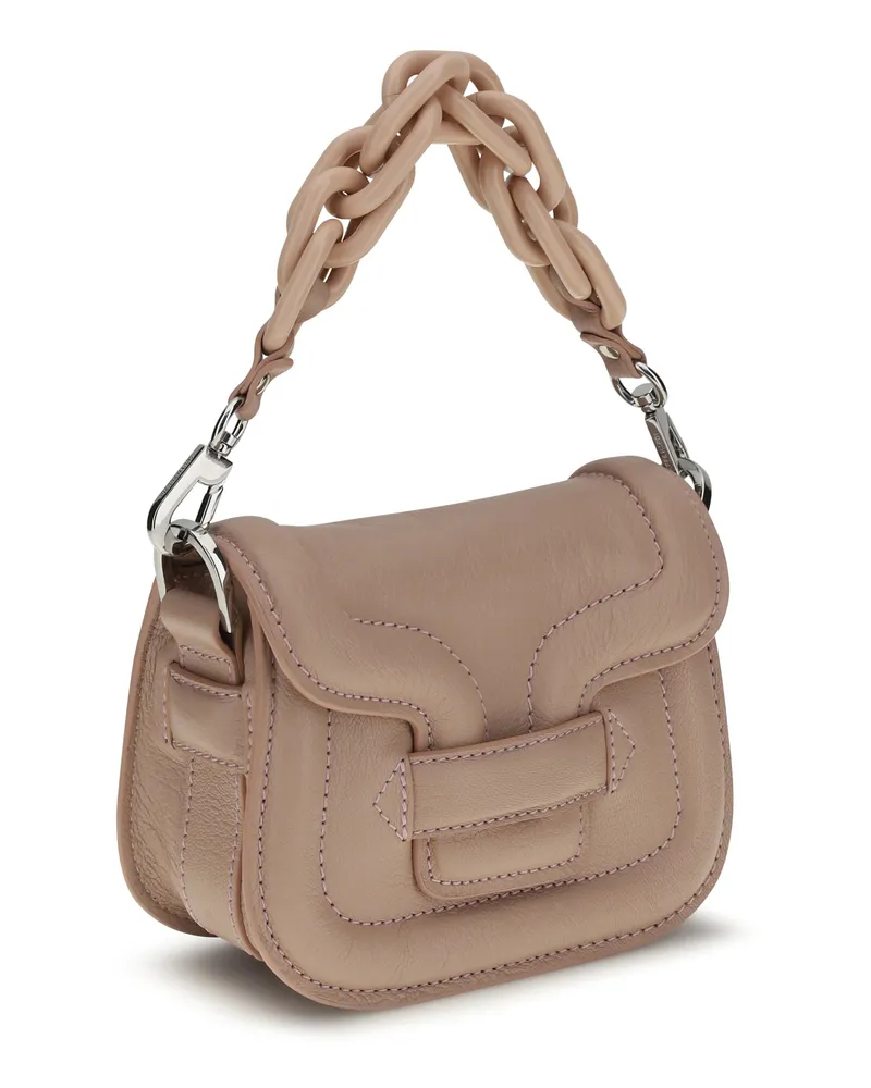 Pierre Hardy Stitched Calf Leather Shoulder Bag — Beige Beige