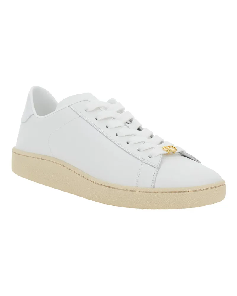 Valentino Garavani VLogo Low-Top Leather Sneakers — White White