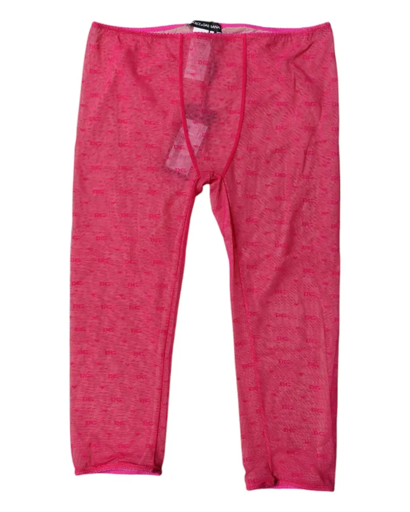 Dolce & Gabbana Women Fuchsia Logo Lace Lingerie Cropped Tight Underwear Nylon Elastane Clothing Pink