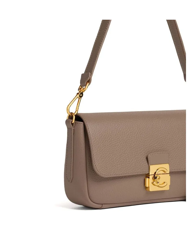 Coccinelle Women's Shoulder Bag Warm Taupe Grained Leather - Shoulder-Bags Taupe