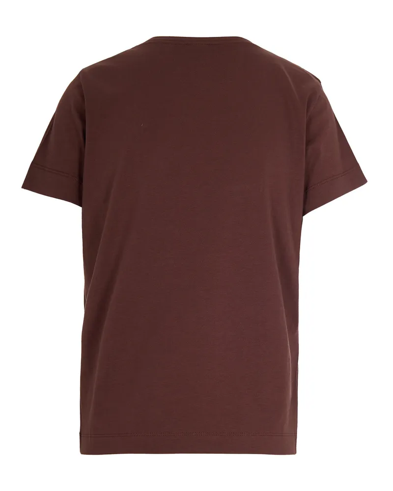 Pinko Women's T-Shirt Logo Print Brown Earth X Plants Cotton T-Shirts & Jerseys Brown