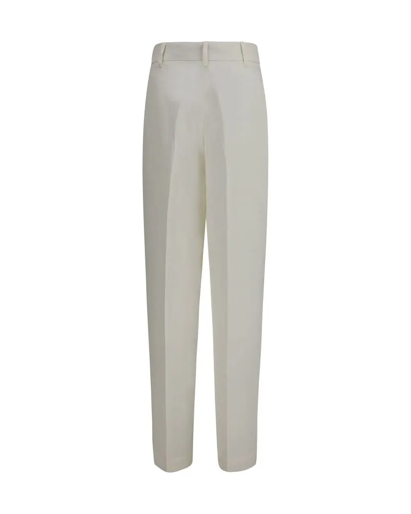 Max Mara Women's White Linen Casual Pants White