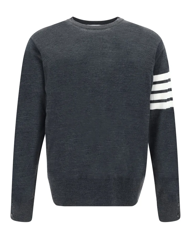 Thom Browne Men's Sweater Virgin Wool Dark Grey Fleece (ovis Aries Gray