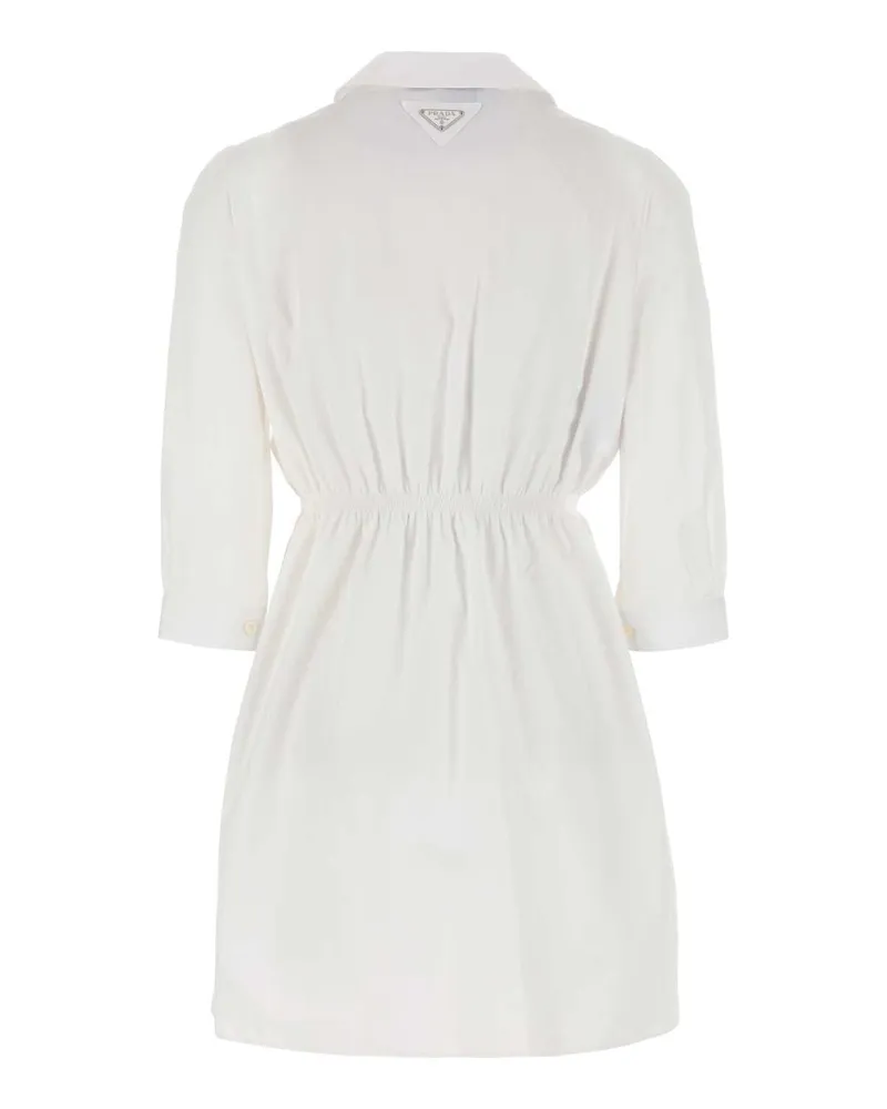 Prada Women's White Poplin Shirt Dress Bianco Abiti White