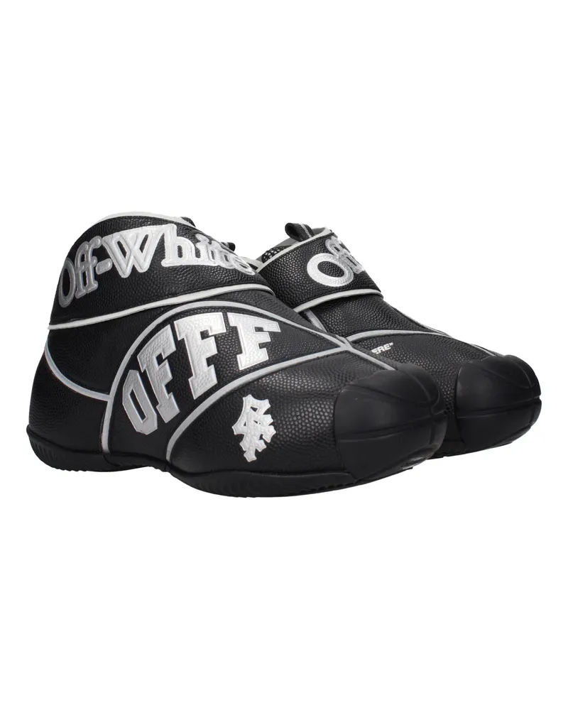 OFF-WHITE Men's Black Leather High Top Sneakers Black