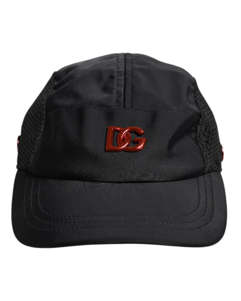 Dolce & Gabbana Men's Black Nylon Dg Logo 6 Panels Baseball Cap Polyester Elastane Accessory Black