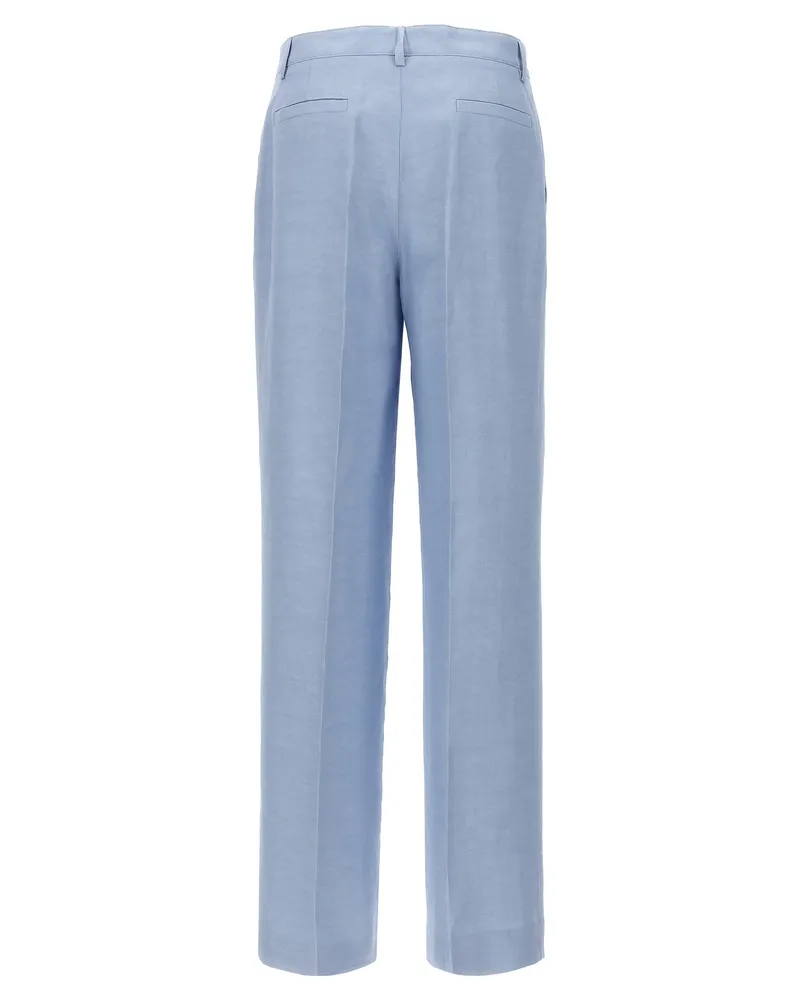 P.A.R.O.S.H. Viscose Linen Blend Trousers — Blue Blue