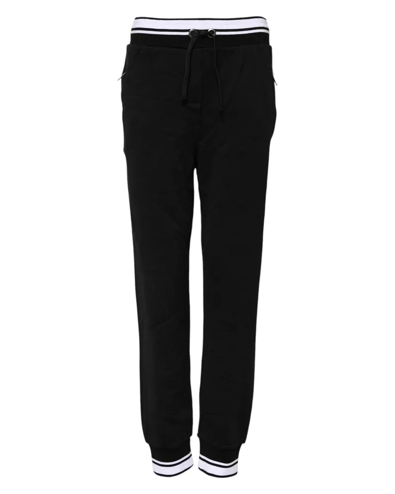 Dolce & Gabbana Women's Black Cotton Mid Waist Jogger Pants Black