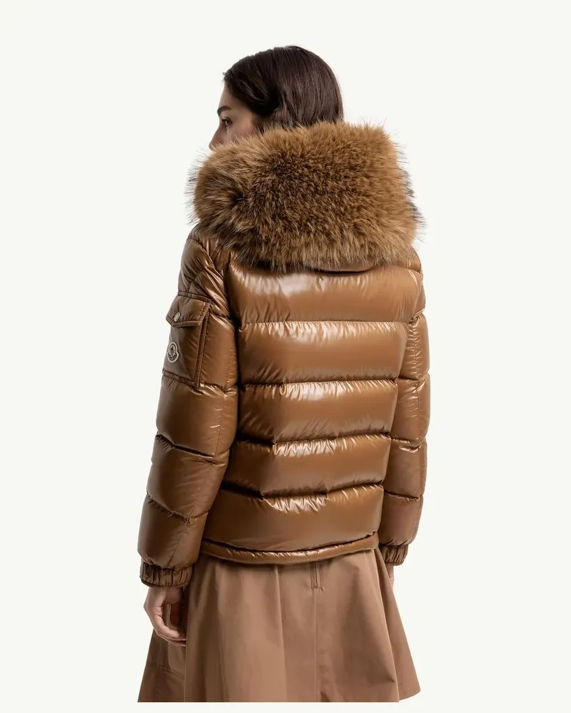 Moncler Fur-Trimmed Quilted Down Jacket — Camel Camel