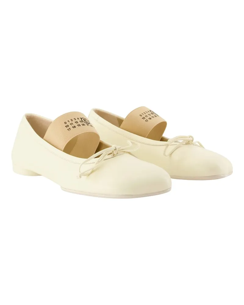 Maison Margiela Women's Ballerina Flats –  Leather Ivory Lambskin Shoes - Flat-Shoes White