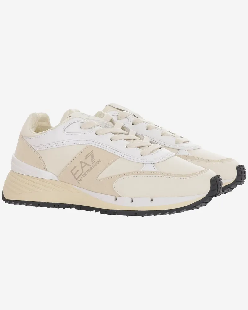 EA7 Leather and Mesh Sneakers — Multicolor Multicolor