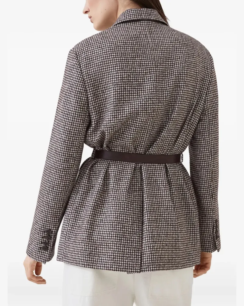 Brunello Cucinelli Women's Houndstooth Belted Blazer Aw25 W Brown