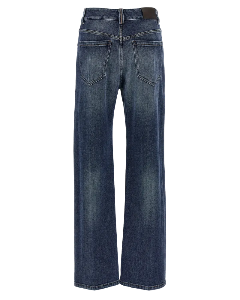 Brunello Cucinelli Women's Blue Cotton Relaxed Fit Jeans Clothing Blue