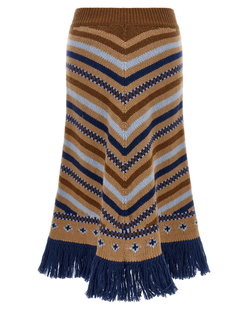 Alanui Women Multicolor Virgin Wool Midi Skirt Brown