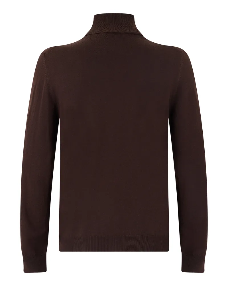 Slowear Virgin Wool High Collar Sweater — Brown Brown