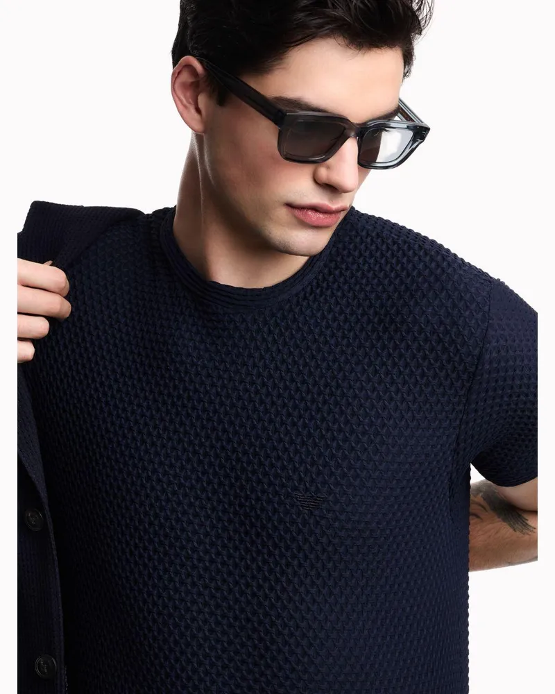 Emporio Armani Embossed Crewneck T-Shirt — Navy Navy