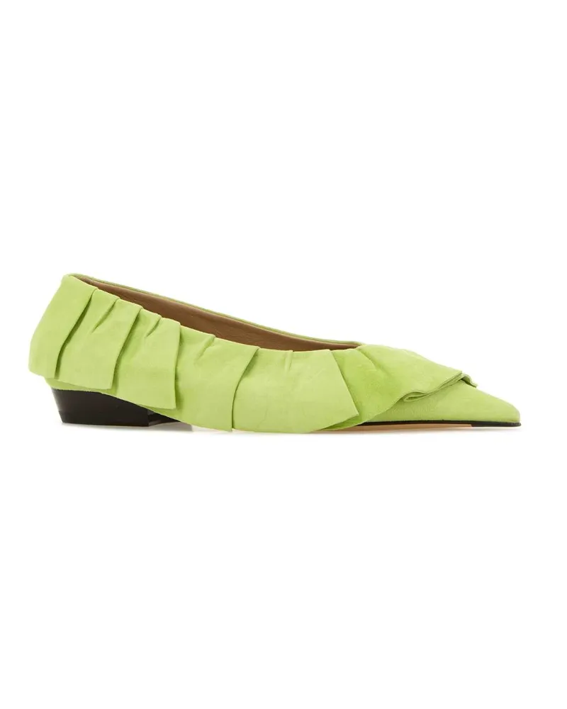 J.W.Anderson Women's Pastel Green Suede Ballerinas Limegreen Ballerine Flat Shoes Green
