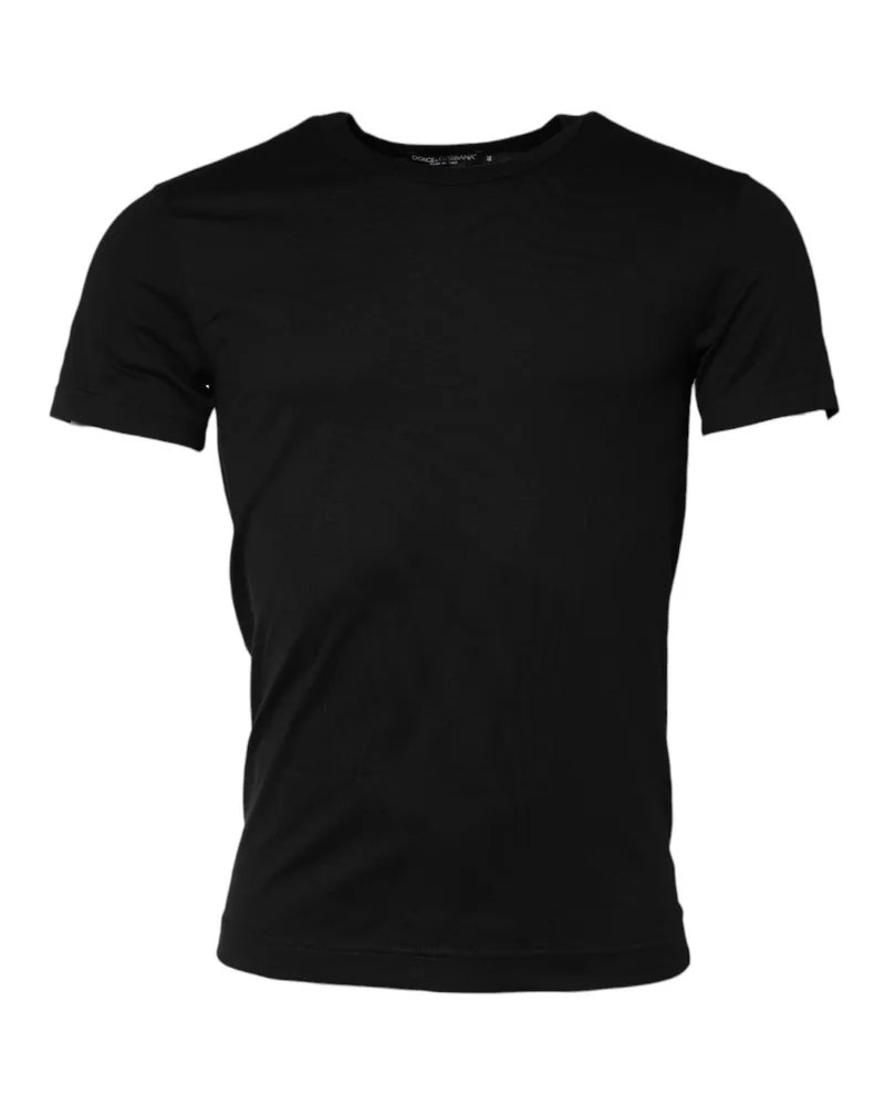 Dolce & Gabbana Men's Black Cotton Crewneck Short Sleeves T-Shirt Black